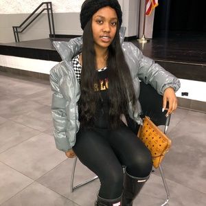 Grey Vinyl Puffer Coat